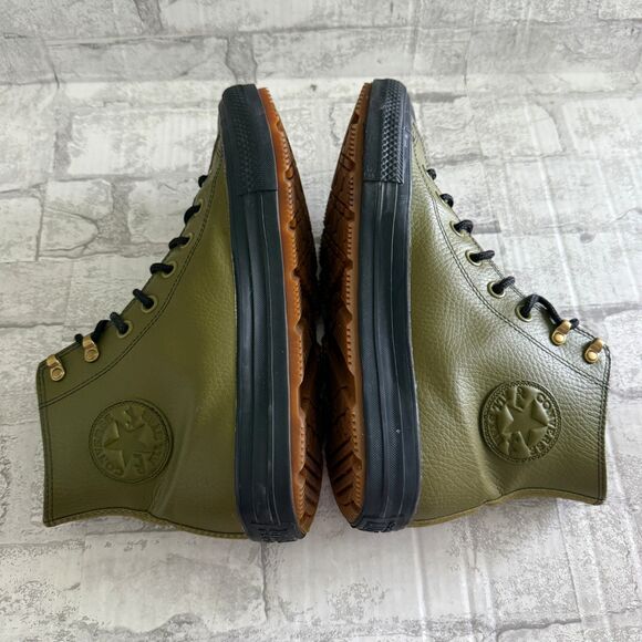 Converse Chuck Taylor All Star Winter Leather High Top Dark Moss Sneaker Boots main image 9